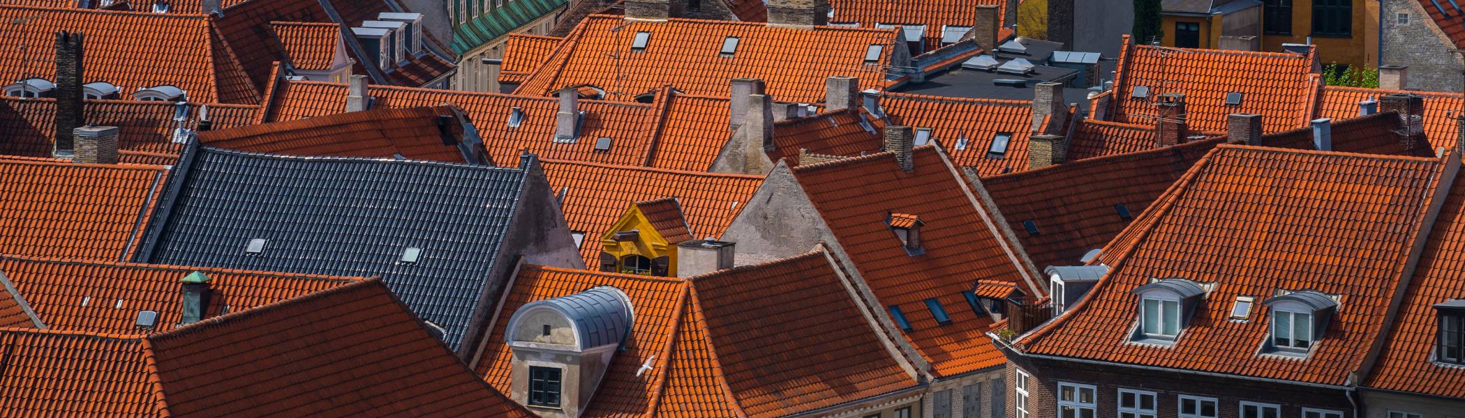 Image of roofs of houses in Copenhagen, Denmark.