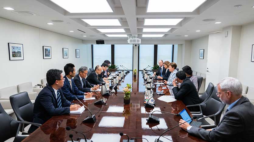 Managing Director of the IMF Kristalina Georgieva meets with Japanese Vice Minister of Finance Masato Kanda at the IMF headquarters in Washington, DC on August 28, 2023.  IMF Photo/James Mertz