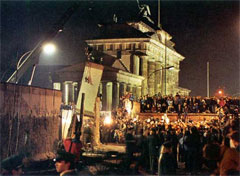Berlin Wall coming down November 9, 1989