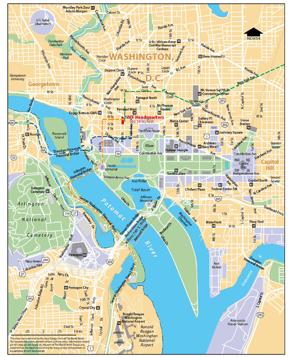 Mapa de los alrededores de la sede del FMI en Washington, D.C.