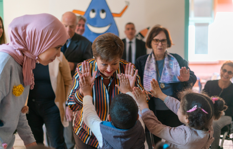 Managing Director Georgieva visits Ecole Riad Zitoun in Marrakesh, Morocco, in February 2020 and provides a management donation to support girls’ education.
