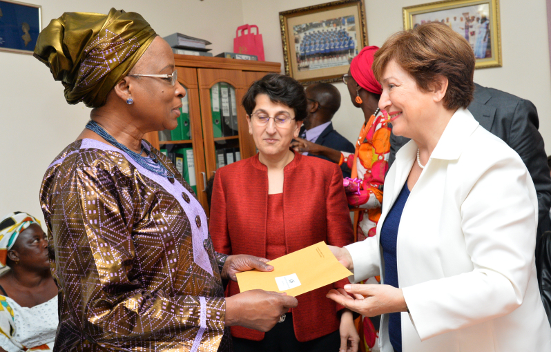 Managing Director Georgieva visits the Association Des Femmes Juristes Sénégalaises In December 2019 and delivers a donation in support of their mission of providing legal assistance to low-income women and children in Senegal.