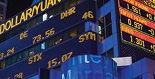Stock ticker, Times Square, New York, United States.