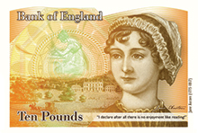 Jane Austen on U.K. £10 note.