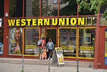 Western Union, Frankfurt, Germany: remittances from advanced economies like Germany often complicate monetary policymaking in recipient countries.