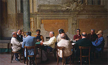 Card players in Naples, Italy.