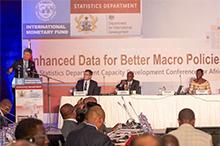 The conference debated the particular data challenges facing African policymakers. L-r: Min Zhu, Louis Marc Ducharme, Seth Terkper, and Antoinette Sayeh (photo: STA/IMF) 